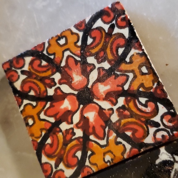 Lot (4) Mexican 2" Talavera tiles Skeleton booze bottle Day Dead Handpainted - Picture 4 of 5